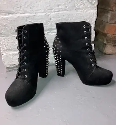 Black Studded Platform Heels (Size 10), View more