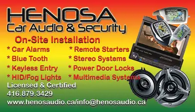 Audio & Security Mobile Installation Service 416 – 879 3429 Installation Services: Stereo System Car...