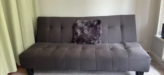 Modern Grey Sofa Bed / Futon (Converts to Twin Bed) in Couches & Futons in UBC - Image 3
