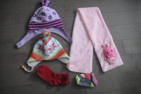Lot of 5 pieces Gap, Joe  Baby Girls Hats, Scarf, socks 2-3 year