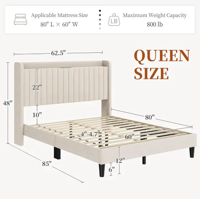 Brand new Queen bed frame in box never open in Beds & Mattresses in Kingston - Image 3