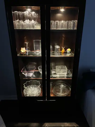 ALMOST NEW! CURIO DISPLAY CABINET-ILLUMINATED-PRISTINE COND. , View more
