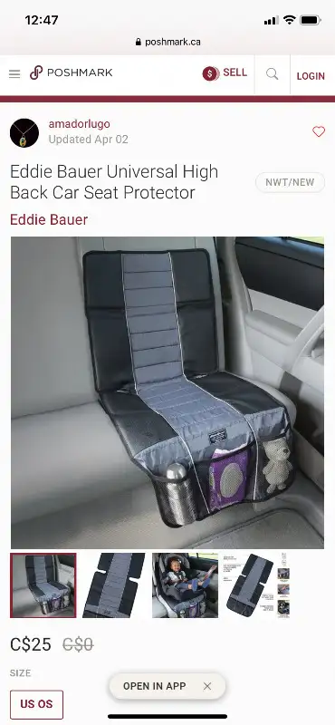 Eddie Bauer High Back Car Seat Protector/Protecteur siège enfant, View more