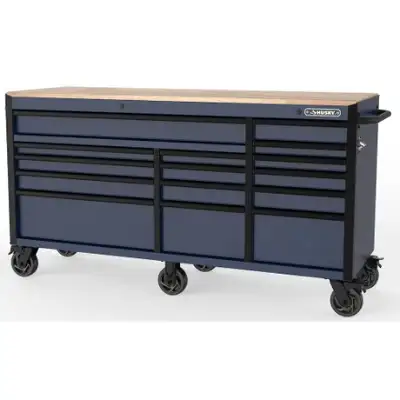 BRAND NEW Husky Heavy-Duty 72”W 15-Drawer Mobile Workbench BLUE, View more