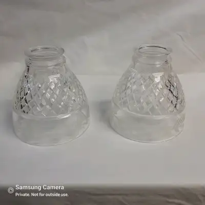 Antique Czech Crytal lamp shades, diamond pineapple cut flower, View more