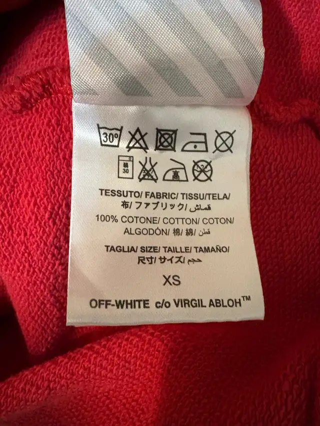 Off-White Red Diagonal Stripe Pullover Sweatshirt528934498887936004