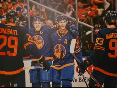 Oilers Goal Celebration Canvas, View more