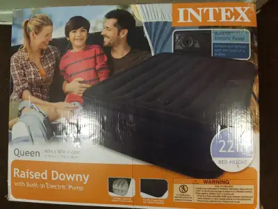 Selling Intex Air Beds - Intex Queen Size 22 Inch High Raised Downy Air Bed with Built-in Electric P...