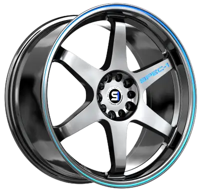 New Spec-1 Racing SPT-33 18x8.5 5x112 5x114.3 +38 Gloss Black / Blue Line $ 850 plus hst per set of...