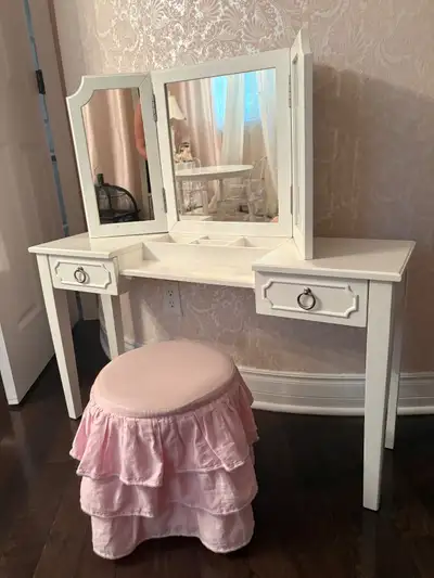 Pottery Barn Kids White wooden vanity set for girls, View more