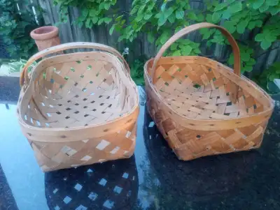 Antique vintage splint wood split wood gathering basket rare, View more
