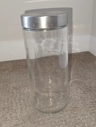 Glass Jar Storage Canister with Silver Lid (10" (H) x 3-3/4" (D), View more