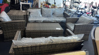 warehouse hot sale 6pc rattan patio sets with 2 storage 