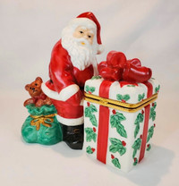 Partylite JOLLY SANTA Trinket Box Votive Candle Holder Christmas
