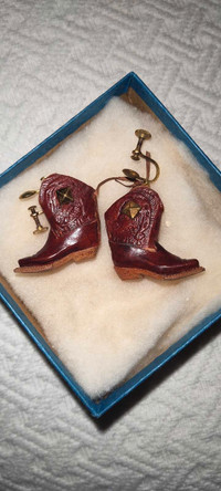 Leather Cowboy Boot Earrings