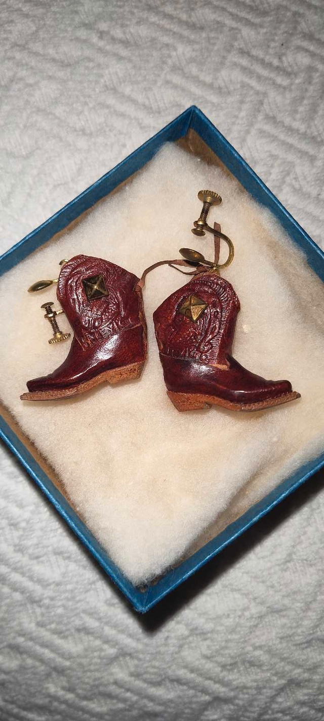 Leather Cowboy Boot Earrings in Jewellery & Watches in Peterborough