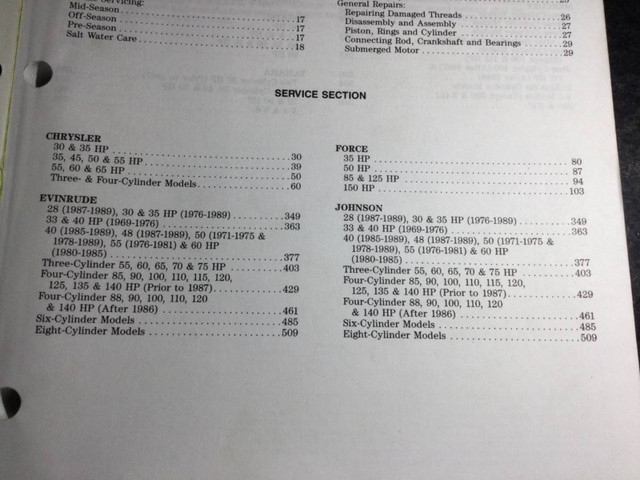 1969-1989 Outboard Manual 30-300 HP Johnson Yamaha Mercury Force in Non-fiction in Parksville / Qualicum Beach - Image 3