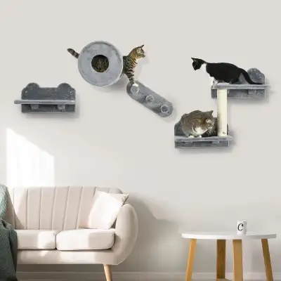  4 PCs 9.3" H Cat Wall Shelves, Pet Wall-mounted Climbing Shelf , View more