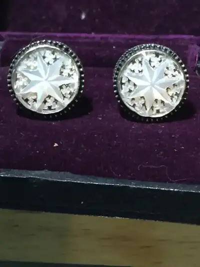 Antique Cufflinks Marks Silver 925 with Carved Mother of Pearl For sale in Vancouver, BC only Cash o...