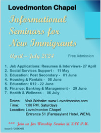 Free Seminars for New Immigrants and beyond