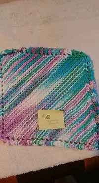 DISH CLOTHS, OR WASH CLOTHS, turquoise,purple,green,white: knit