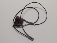 BALTIC AMBER PENDANT NECKLACE SINGLE BLACK LEATHER CORD