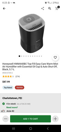 Humidifier 2 available.