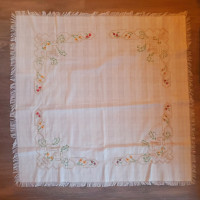 Handmade embroidered square tablecloth - price drop to $10