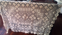 Vintage Crocheted? Tablecloth - Beige-Champagne in Colour