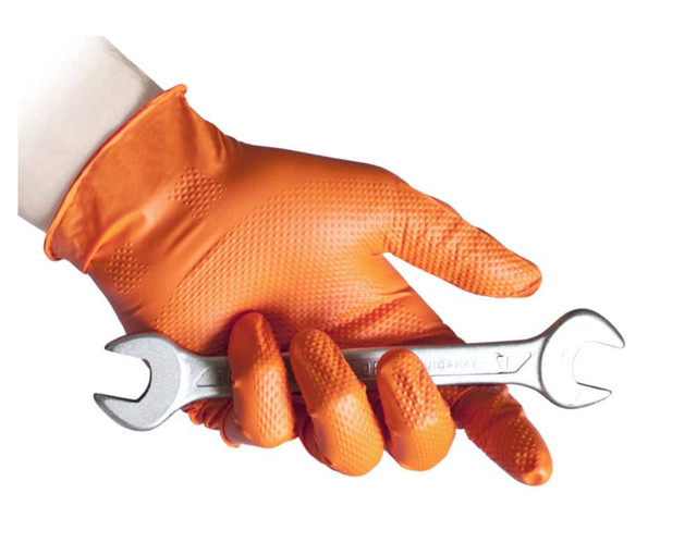 8 Mil Diamond Textured Orange Nitrile  Gloves - Free Delivery in Other Business & Industrial in Mississauga / Peel Region - Image 2