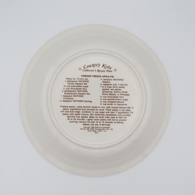 Collector’s Country Kids Apple Pie Recipe Pie Plate in Other in Kitchener / Waterloo - Image 2