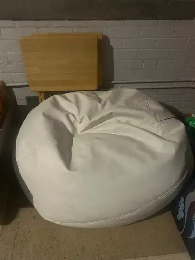 White Leather Bean Bag Chair, View more