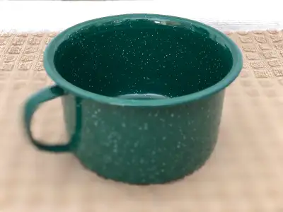 Green Enamel Camping Mug 4" Diameter By 2 1/4" High, View more
