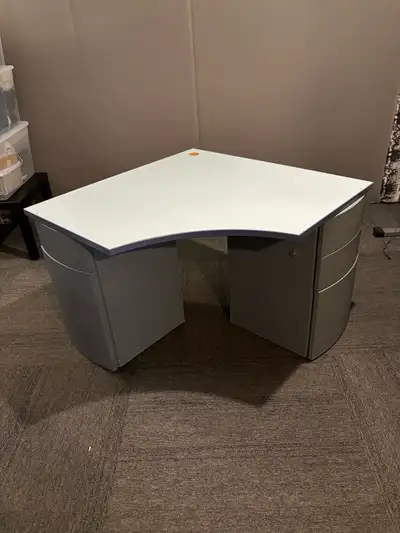 3pc Corner Desk with Cabinet Drawers, View more