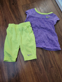 Nike outfit. Short sleeves and capri pants. Size 6-9 months