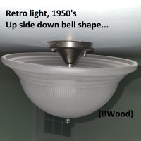 Light - Retro Light, Tick Frosted Bell Shape Glass, 1950's
