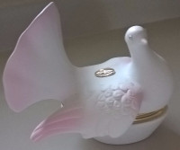 Vintage Rare Berger Porcelain Love Bird/Dove Pink Trinket Box