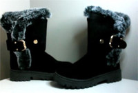 Womens Slip-On Soft Snow Boots, Sz 8, Black