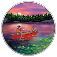 RCM 2017 $15 Great Canadian Outdoors Sunset Canoeing Silver Coin