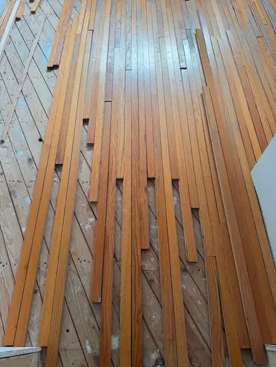 Hardwood floor Red Oak 3/4 “ by 1/34”. Reclaimed., View more