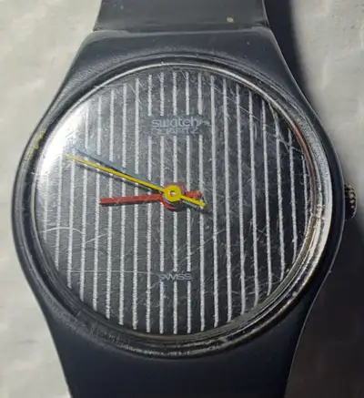 Vintage Ladies Swatch Watch Miss Pinstripe Miss Channel LA100, View more