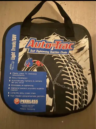 Never used Auto-Trac self-tightening traction chains for light trucks and SUVs. These chains feature...