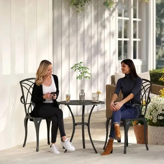 3 Pieces Patio Bistro Set, Cast Aluminum Outdoor Conversation  in Patio & Garden Furniture in Markham / York Region - Image 2