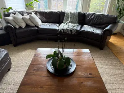 rustic wood coffee table 42”x44”, View more