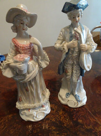 Vintage White Glazed Porcelain Colonial Courting Couple Japan Fi