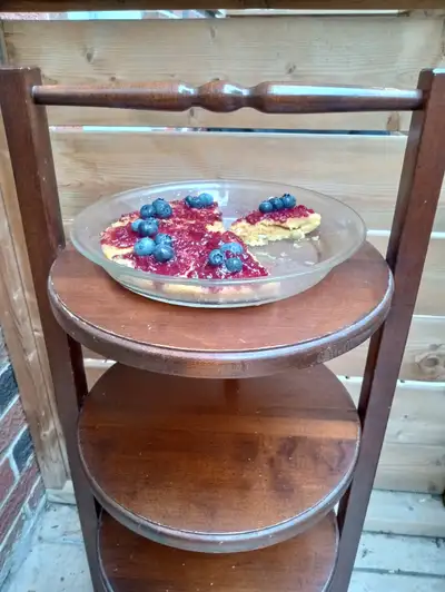 3 Tier Foldable Dessert Stand solid wood Vintage made in Canada, View more