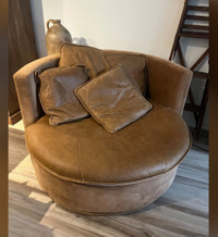 Mobilia Velvet and leather round cuddle chairs