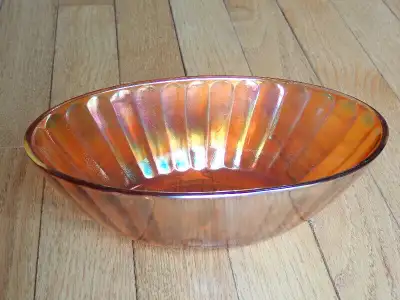 Oval Carnival amber Glass Bowl, View more