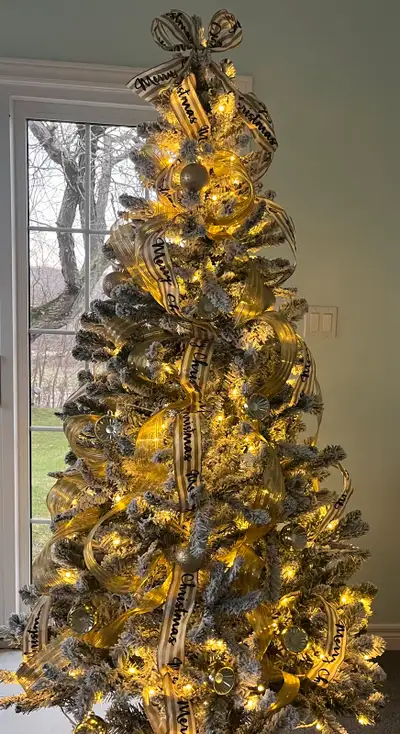 6.5 foot Christmas tree and decorations, View more