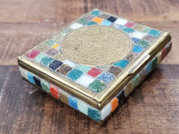 Rare Vintage Pepe Mendoza Mexican Mosaic Brass Trinket Box